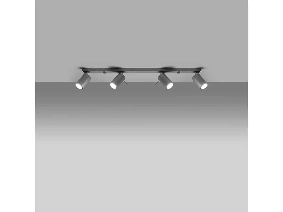 Plafonniers Briix moderne en acier - 4 sources lumineuses 3000K - L.80 x H.16 cm - gris