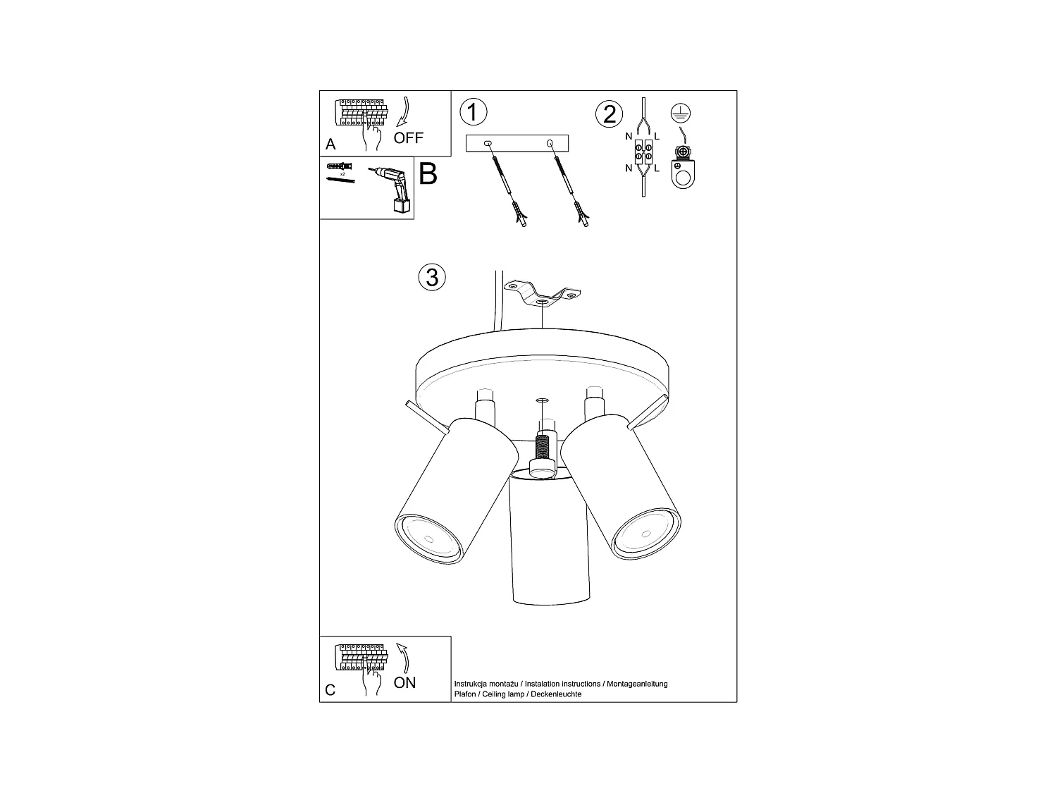 Lampa sufitowa nowoczesny Briix, stal - 3 źródło światła 3000K - L.19.5 x H.18.5 cm - zielony oliwkowy