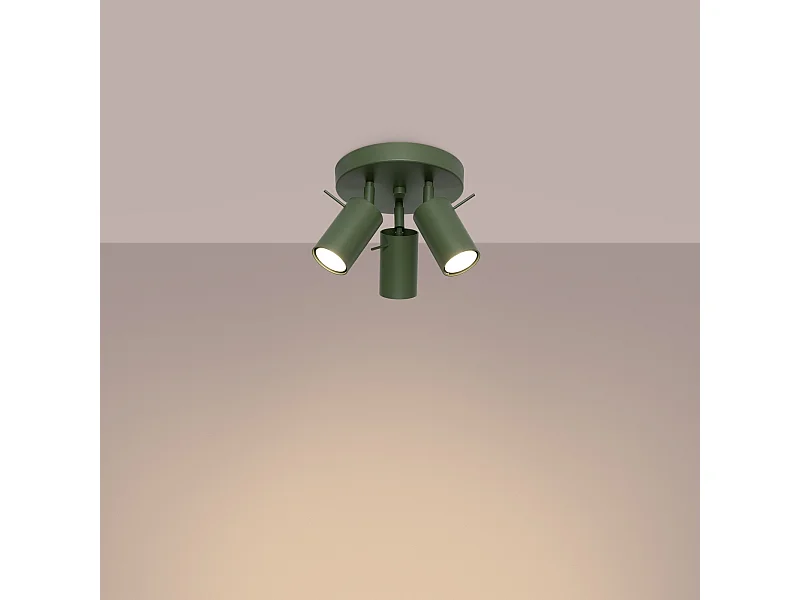 Lámpara de techo Briix moderno de acero - 3 fuentes luminosas 3000K - L.19,5 x A.18,5 cm - verde oliva