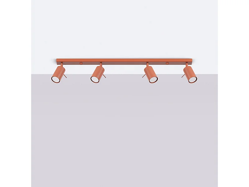 Lampa sufitowa nowoczesny Briix, stal - 4 źródło światła 4000K - L.81 x H.17 cm - ochra czerwona