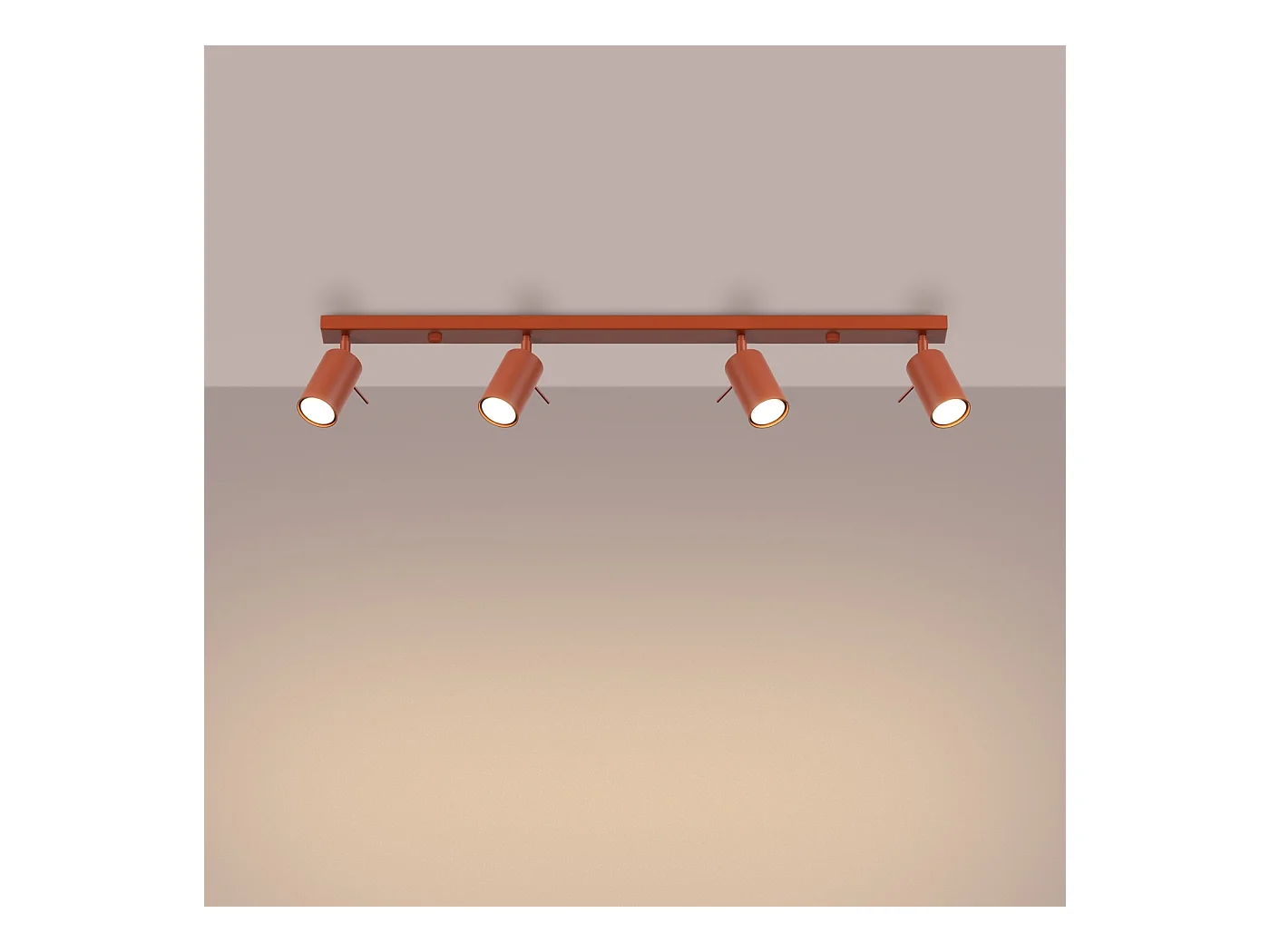 Lampa sufitowa nowoczesny Briix, stal - 4 źródło światła 4000K - L.81 x H.17 cm - ochra czerwona