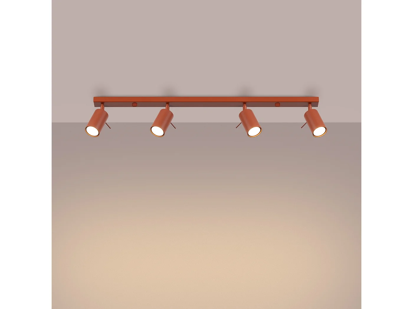 Plafonnier Briix moderne en acier - 4 sources lumineuses 4000K - L.81 x H.17 cm - ocre rouge