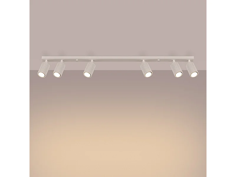 Plafonnier Gloow minimaliste en aluminium - 6 sources lumineuses 3000K - L.117 x H.16,5 cm - beige