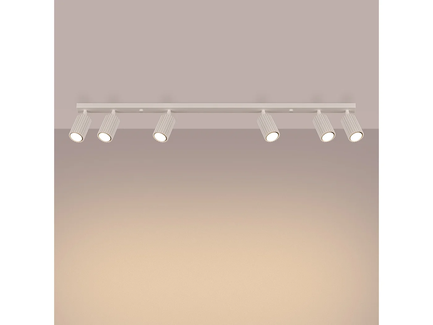 Plafonnier Gloow minimaliste en aluminium - 6 sources lumineuses 3000K - L.117 x H.16,5 cm - beige