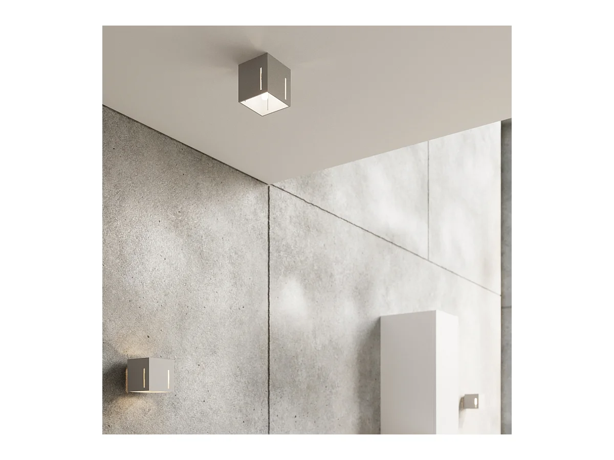 Plafonniers Luminara moderne en aluminium - 1 sources lumineuses 3000K - L.10 x H.10 cm - gris