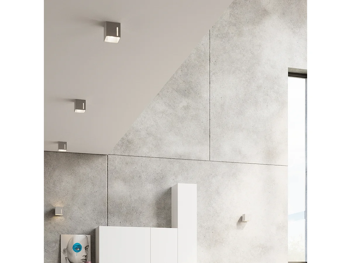 Plafonniers Luminara moderne en aluminium - 1 sources lumineuses 3000K - L.10 x H.10 cm - gris