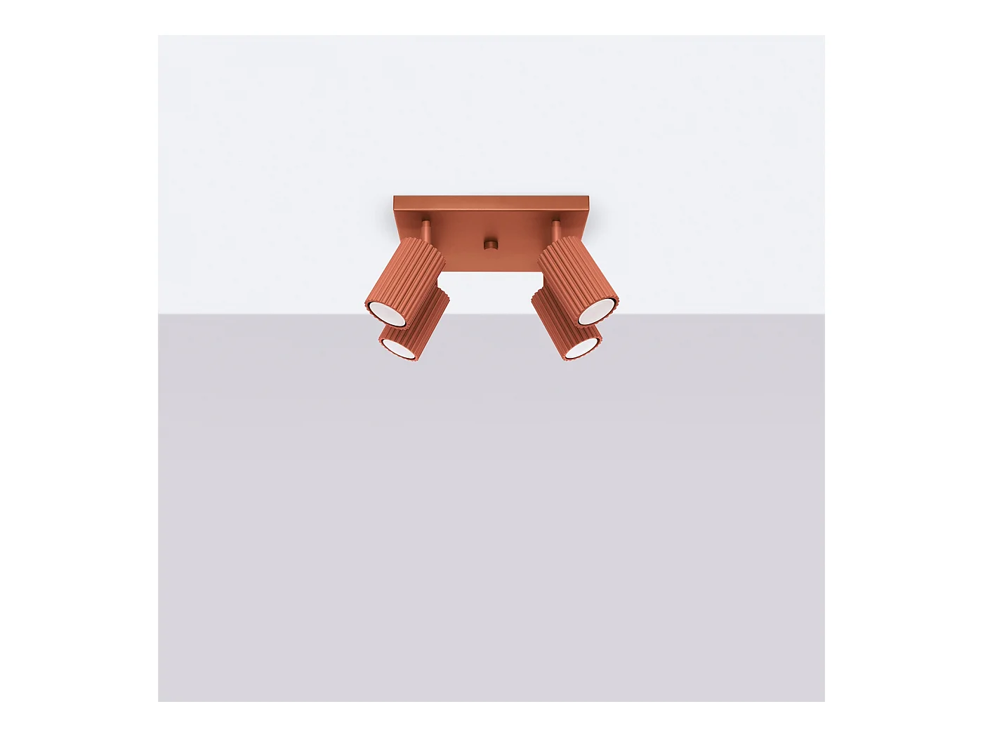 Plafondlamp Gloow minimalistisch van  - 4 lichtbronnen 3000K - L.25 x H.16,5 cm - rode oker