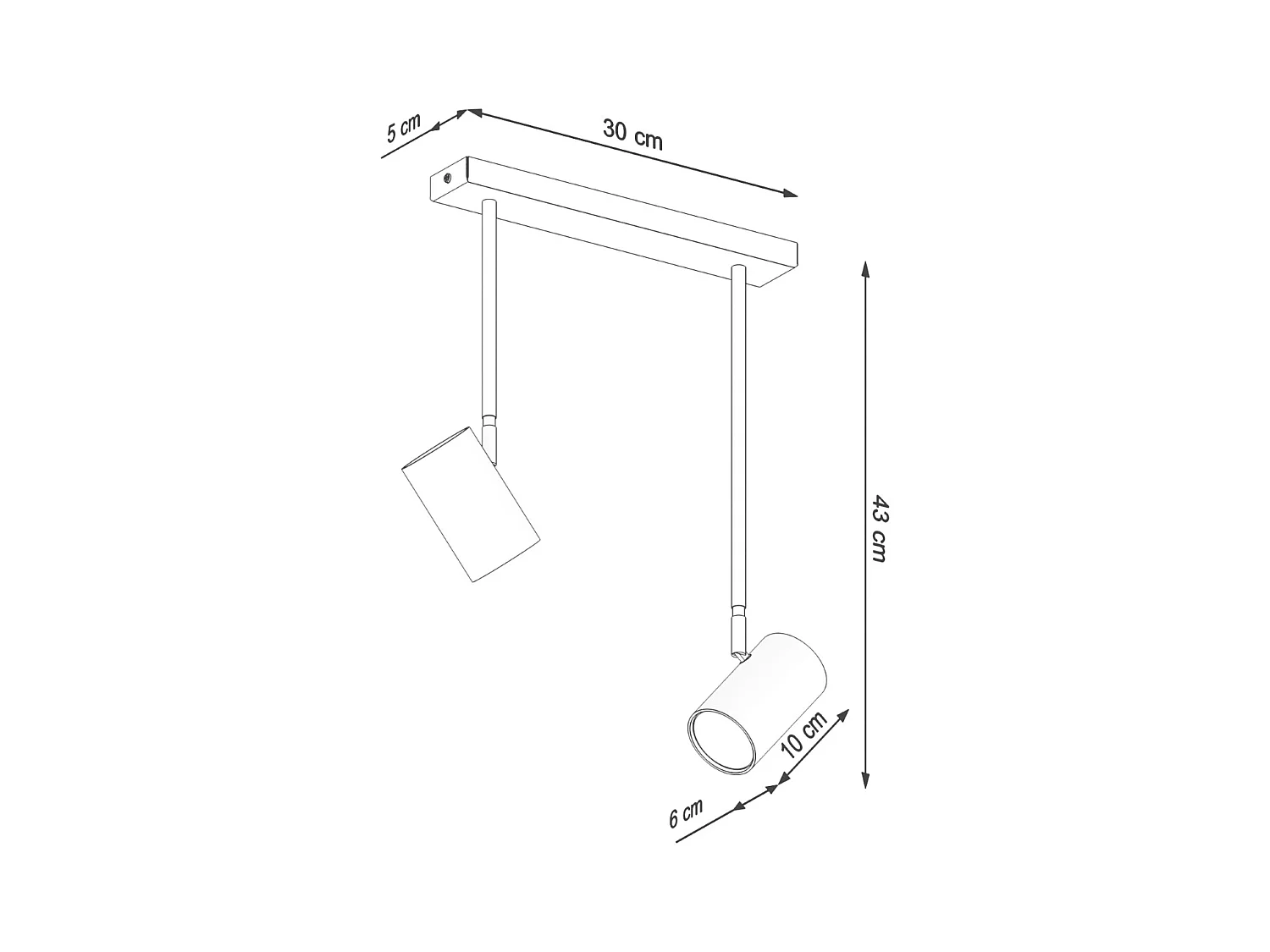 Plafony nowoczesny Novatel, stal - 2 źródło światła 3000K - L.30 x H.43 cm - czarny
