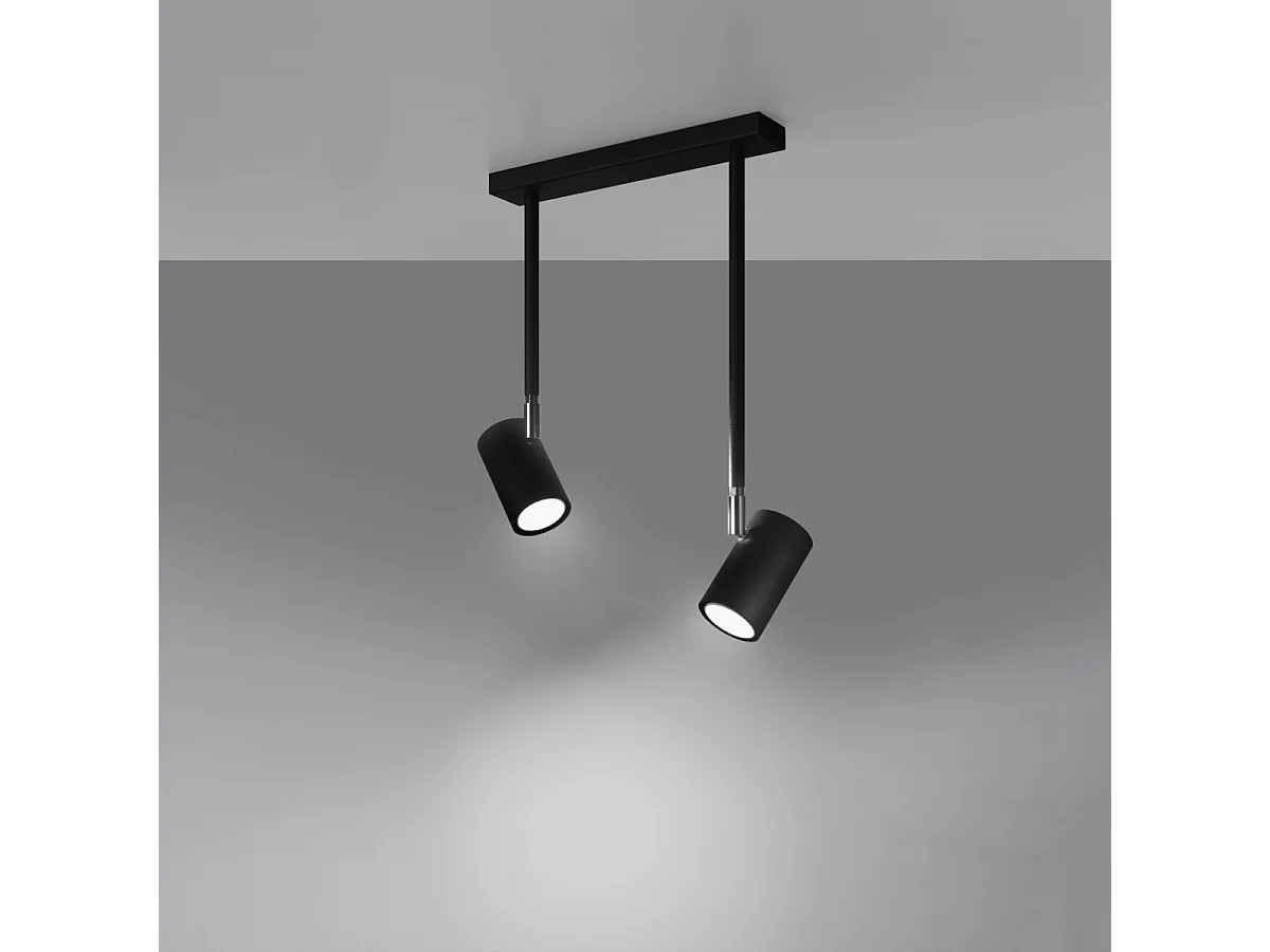 Plafonniers Novatel moderne en acier - 2 sources lumineuses 3000K - L.30 x H.43 cm - noir