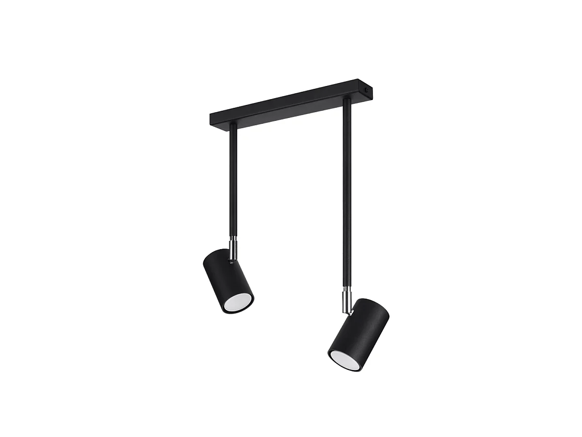 Luminárias de teto Novatel moderno, aço - 2 fontes de luz 3000K - L.30 x H.43 cm - preto