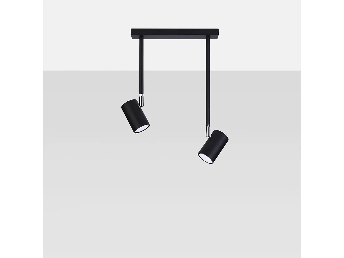 Luminárias de teto Novatel moderno, aço - 2 fontes de luz 3000K - L.30 x H.43 cm - preto