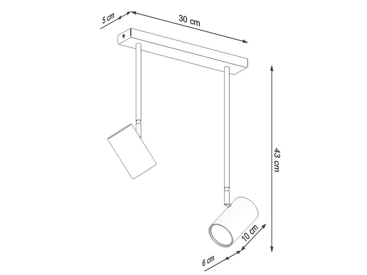 Luminárias de teto Novatel moderno, aço - 2 fontes de luz 3000K - L.30 x H.43 cm - preto