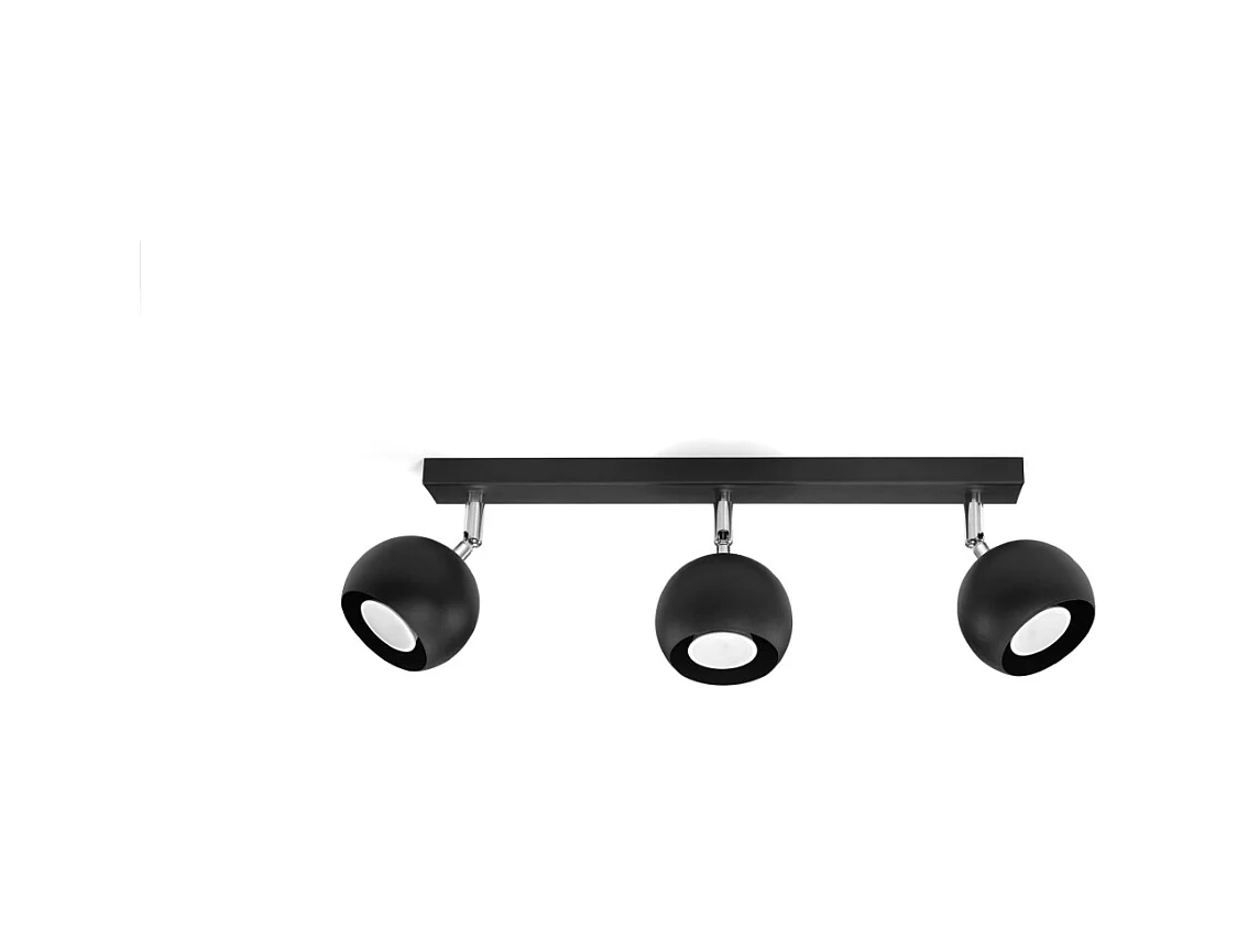 Plafondlampen Rayis modern van  - 3 lichtbronnen 3000K - L.45 x H.16 cm - zwart