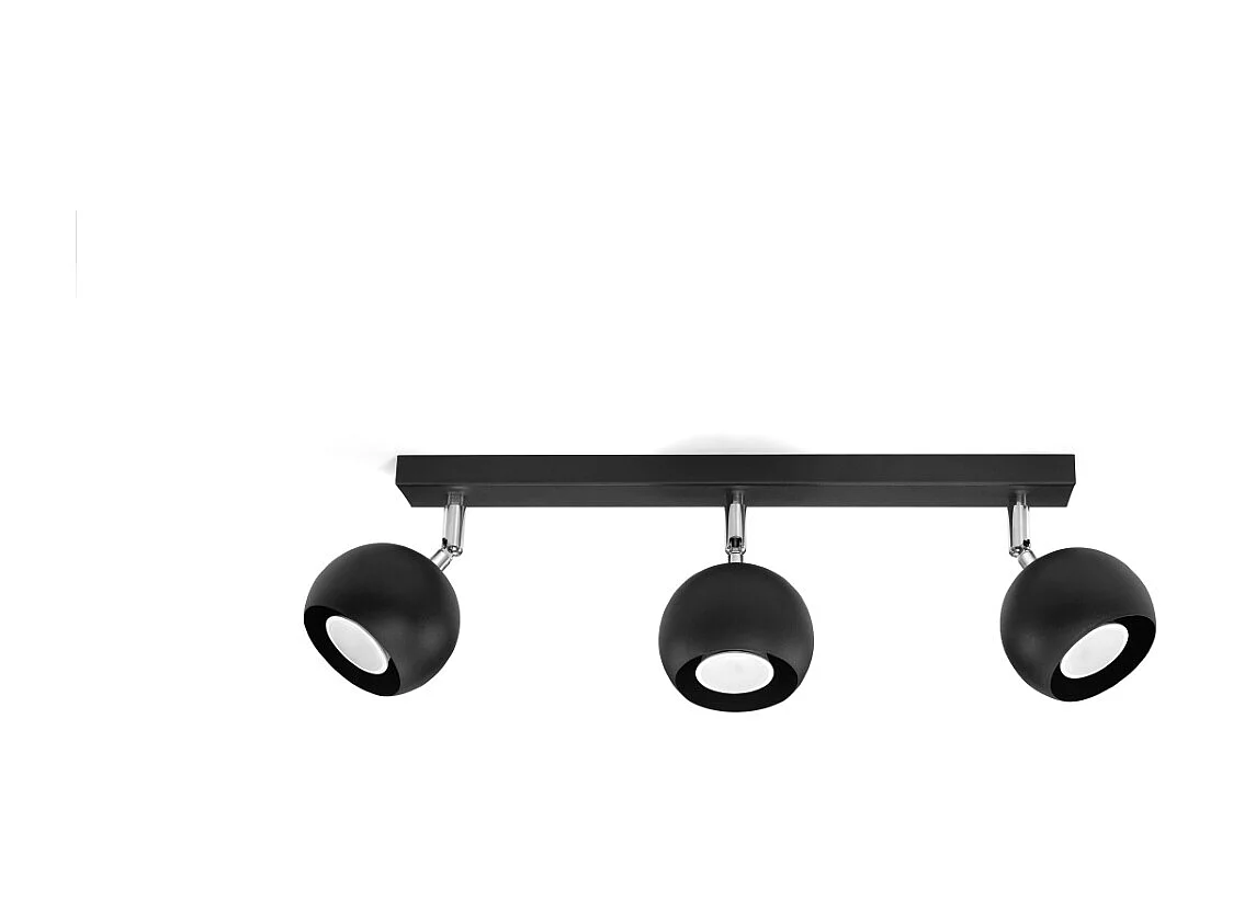 Plafonniers Rayis moderne en acier - 3 sources lumineuses 3000K - L.45 x H.16 cm - noir