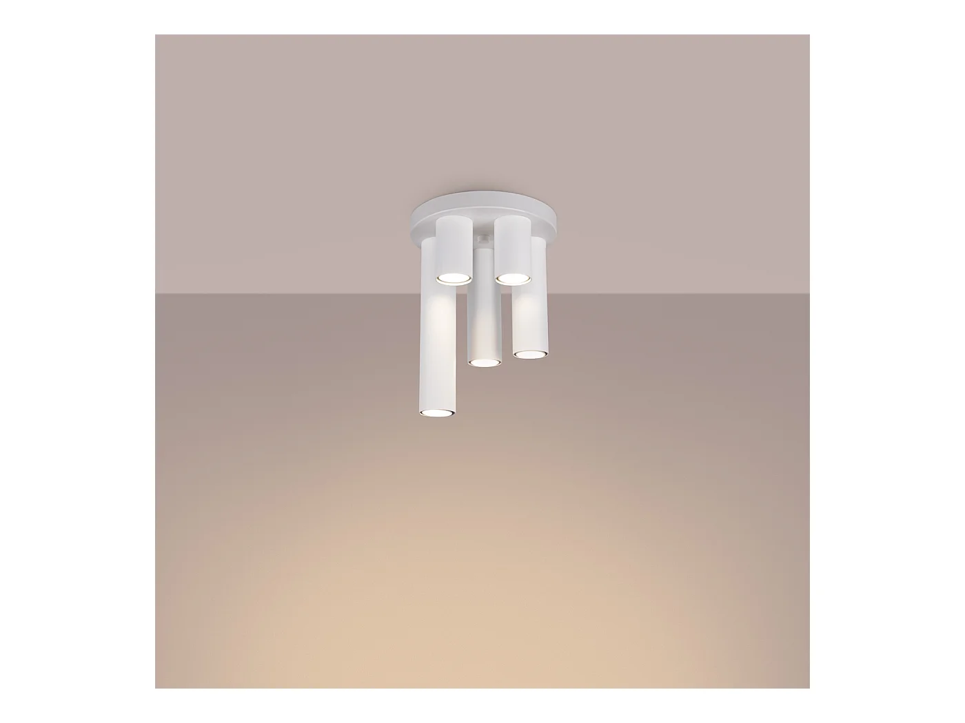 Plafonnier Toris moderne en acier - 5 sources lumineuses 4000K - L.25 x H.33 cm - blanc