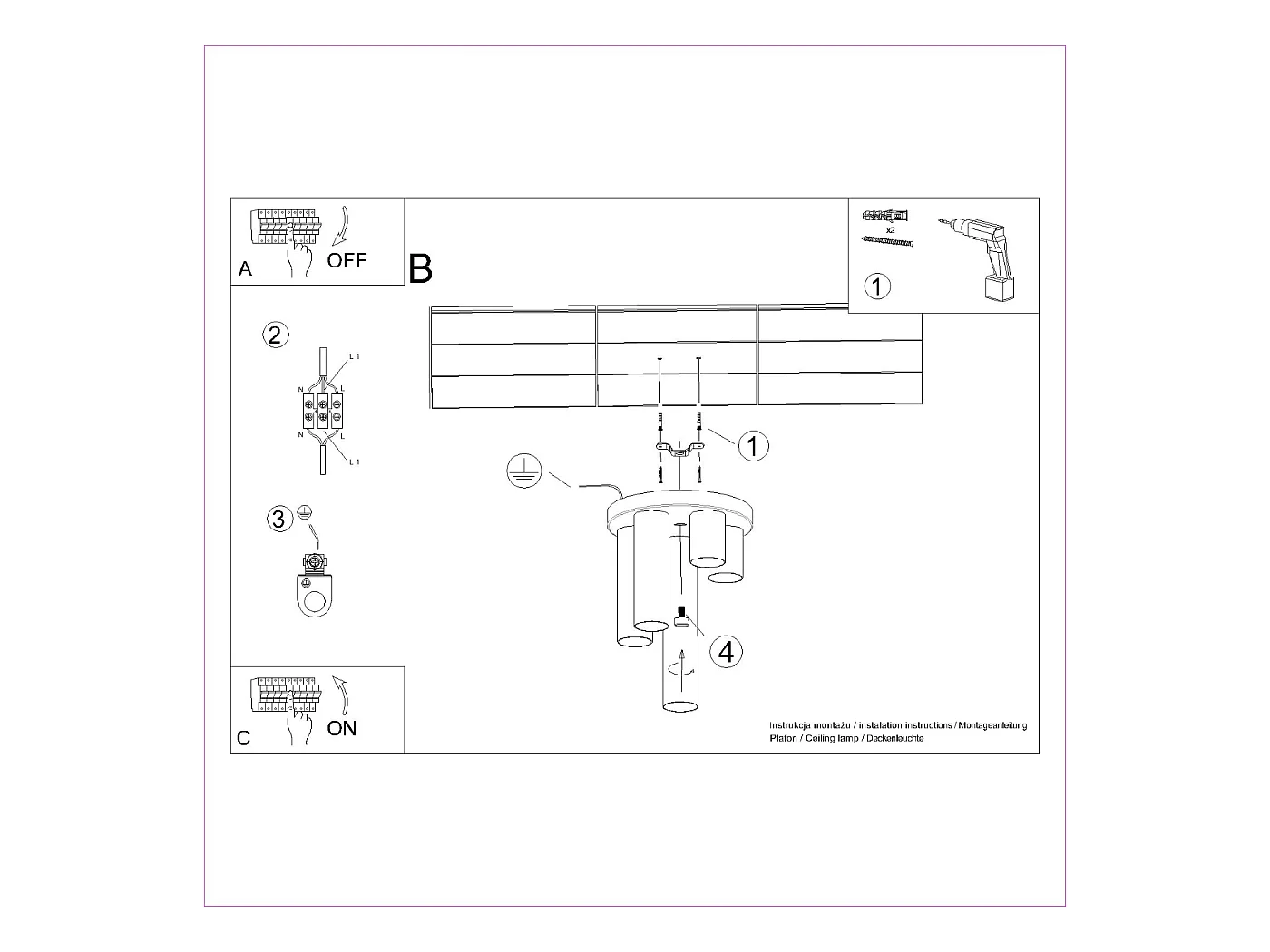 Plafonnier Toris moderne en acier - 5 sources lumineuses 4000K - L.25 x H.33 cm - blanc
