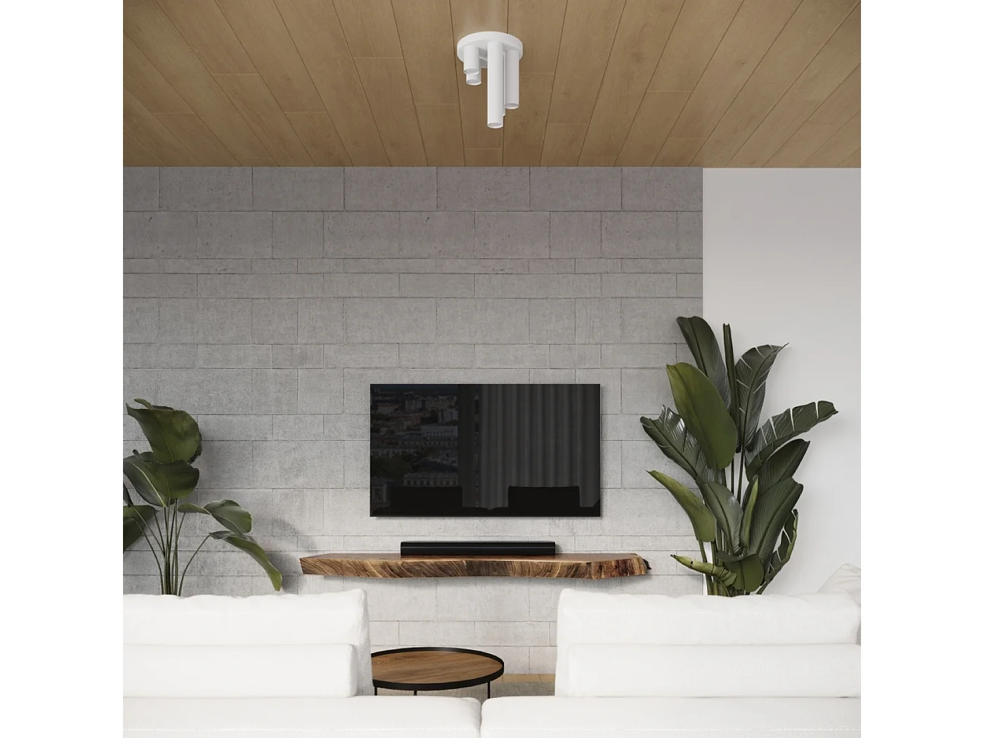 Plafonnier Toris moderne en acier - 5 sources lumineuses 4000K - L.25 x H.33 cm - blanc