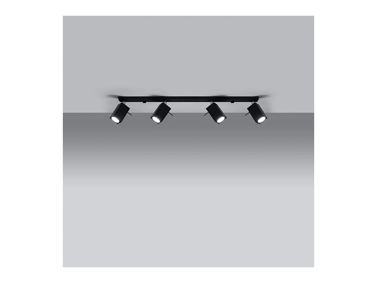 Plafonniers Briow moderne en acier - 4 sources lumineuses 3000K - L.80 x H.16 cm - noir