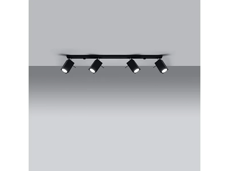 Plafonniers Briow moderne en acier - 4 sources lumineuses 3000K - L.80 x H.16 cm - noir