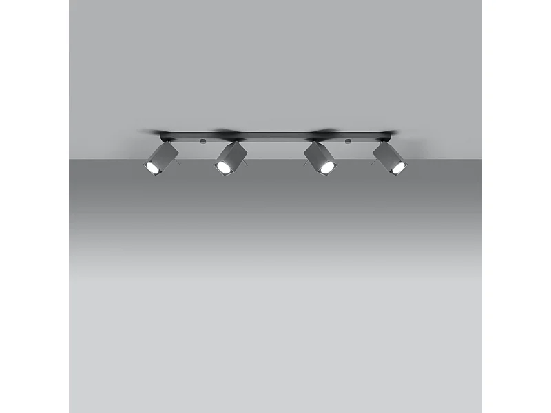 Plafonniers Briow moderne en acier - 4 sources lumineuses 3000K - L.80 x H.16 cm - gris