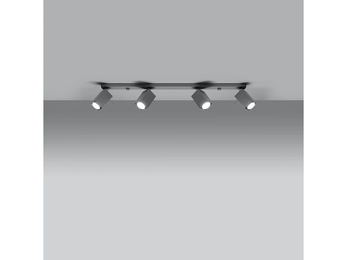 Plafonniers Briow moderne en acier - 4 sources lumineuses 3000K - L.80 x H.16 cm - gris