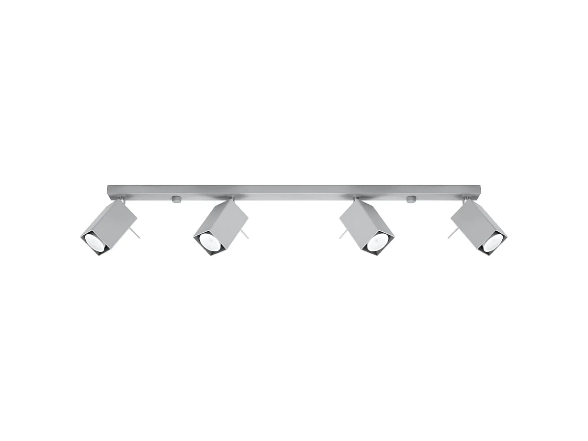 Luminárias de teto Briow moderno, aço - 4 fontes de luz 3000K - L.80 x H.16 cm - cinza