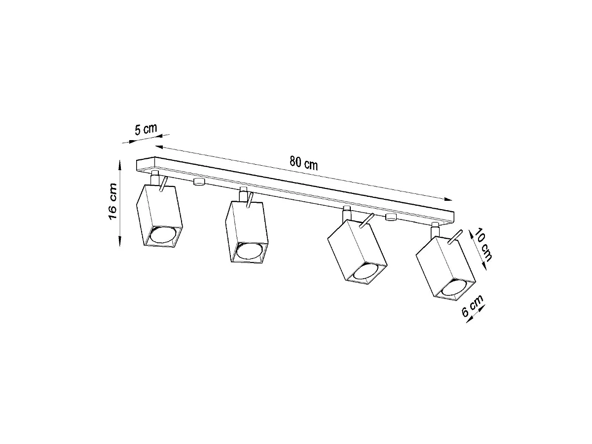 Luminárias de teto Briow moderno, aço - 4 fontes de luz 3000K - L.80 x H.16 cm - cinza