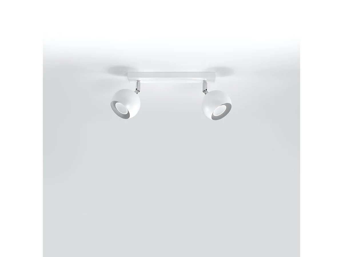 Luminárias de teto Rayis moderno, aço - 2 fontes de luz 3000K - L.30 x H.16 cm - branco