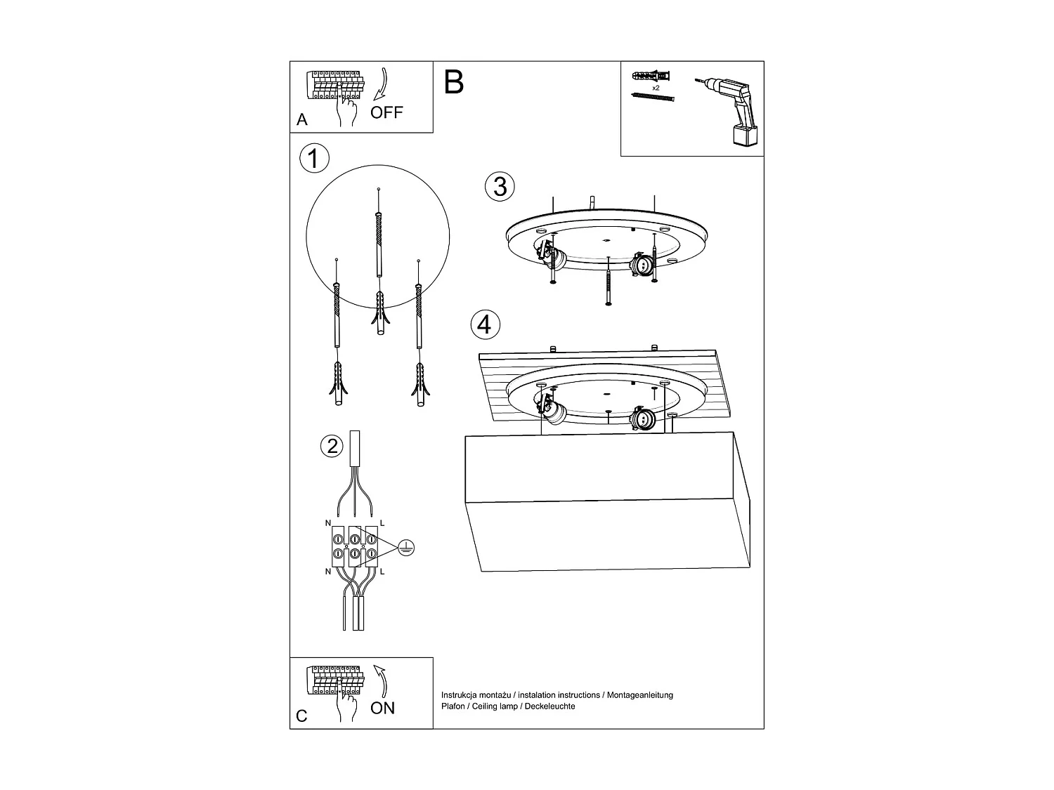 Plafonniers Care minimaliste en PVC - 1 sources lumineuses 4000K - L.25 x H.11 cm - gris
