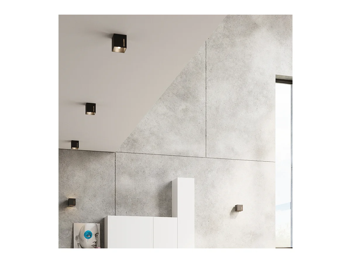 Plafonniers Luminara moderne en aluminium - 1 sources lumineuses 3000K - L.10 x H.10 cm - noir