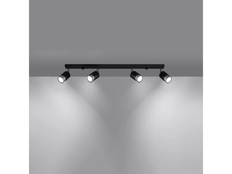 Plafondlampen Alvor modern van  - 4 lichtbronnen 3000K - L.81 x H.18 cm - zwart/chroom