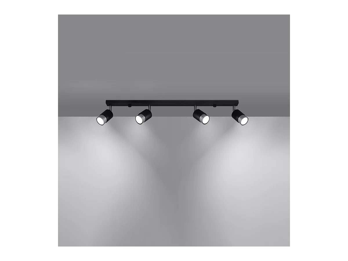 Plafony nowoczesny Alvor, stal - 4 źródło światła 3000K - L.81 x H.18 cm - czarny/chrom