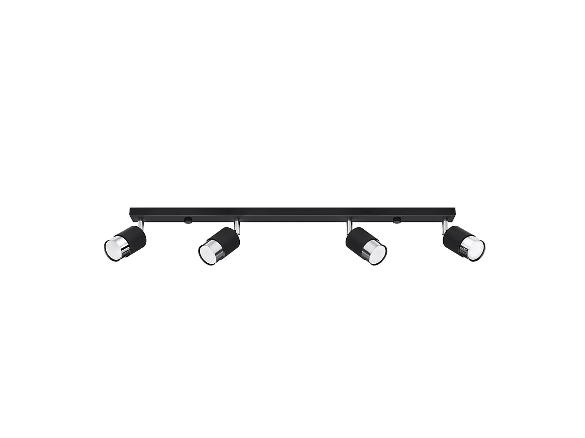 Luminárias de teto Alvor moderno, aço - 4 fontes de luz 3000K - L.81 x H.18 cm - preto/cromado