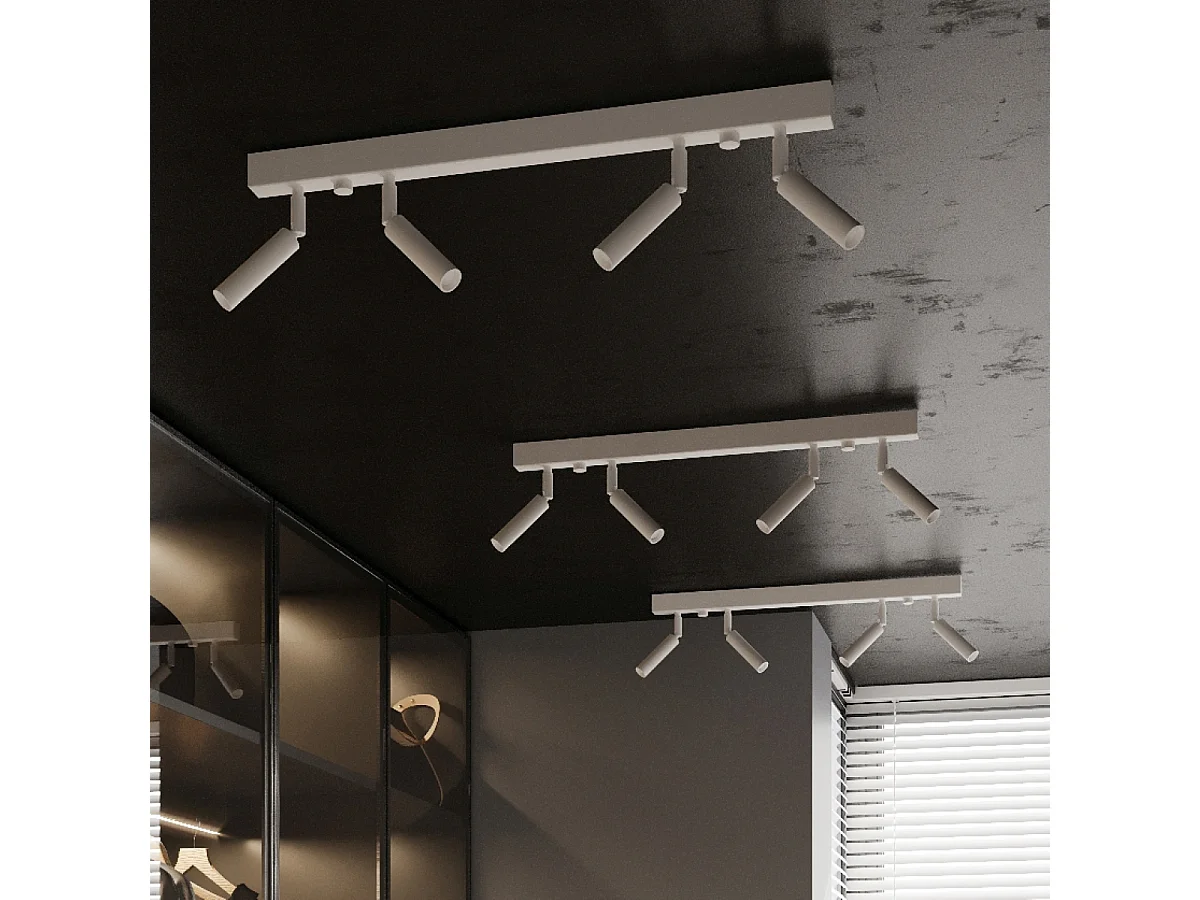 Luminárias de teto Astix moderno, alumínio - 6 fontes de luz 3000K - L.100 x H.20 cm - branco
