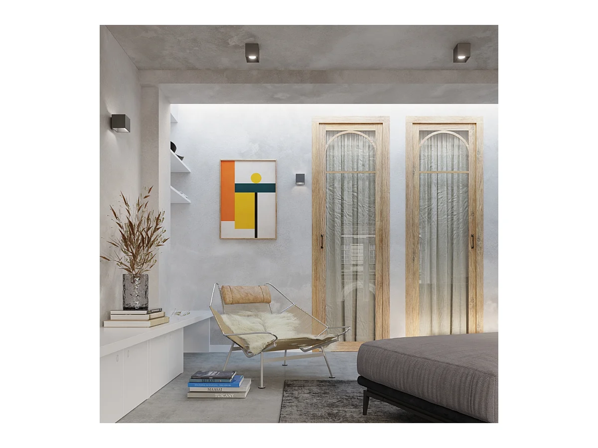 Plafonniers Quadx moderne en aluminium - 1 sources lumineuses 3000K - L.10 x H.10 cm - anthracite