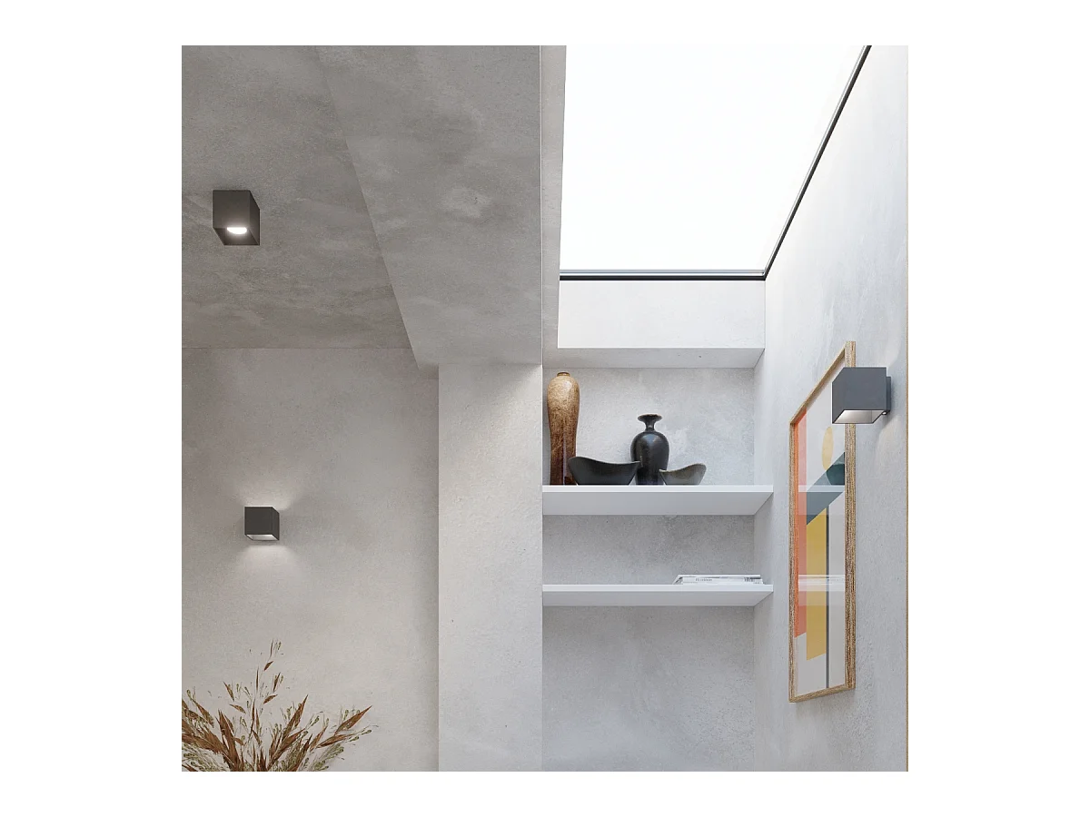 Plafonniers Quadx moderne en aluminium - 1 sources lumineuses 3000K - L.10 x H.10 cm - anthracite