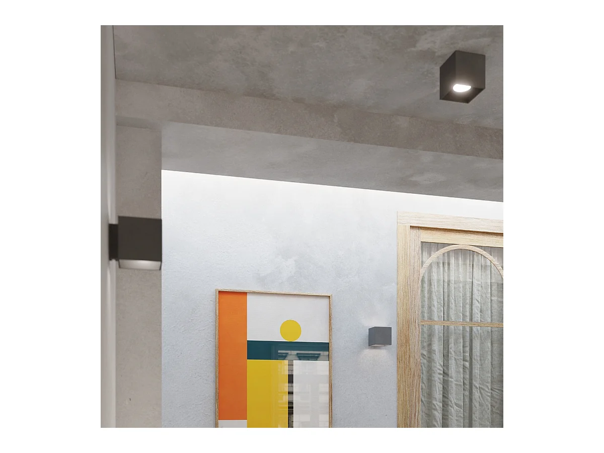 Plafonniers Quadx moderne en aluminium - 1 sources lumineuses 3000K - L.10 x H.10 cm - anthracite