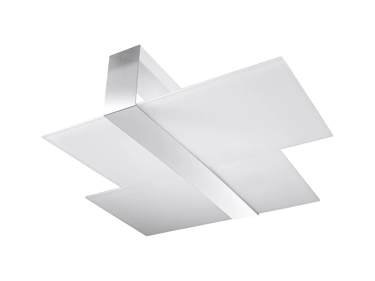 Plafonniers Verre moderne en acier/verre - 2 sources lumineuses 3000K - L.65 x H.11 cm - chromé/blanc