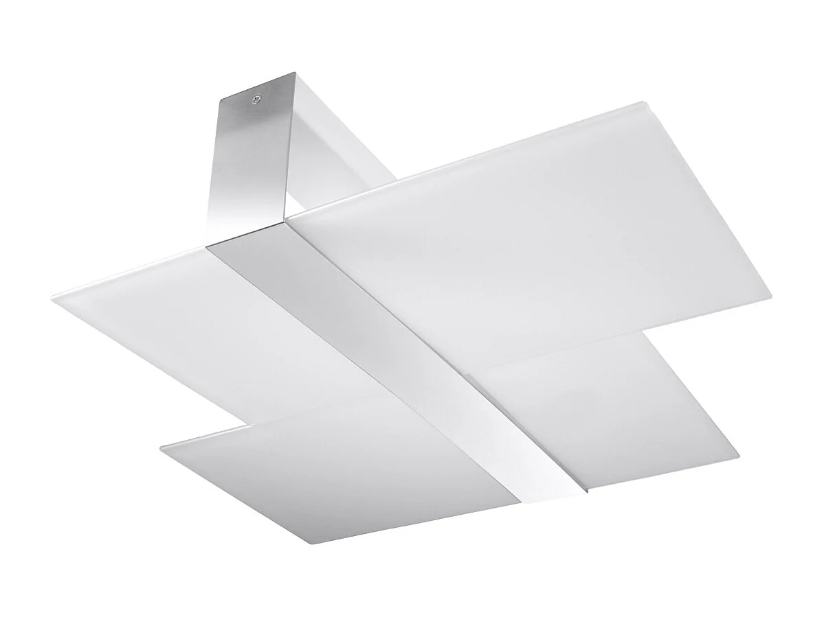 Plafonniers Verre moderne en acier/verre - 2 sources lumineuses 3000K - L.65 x H.11 cm - chromé/blanc