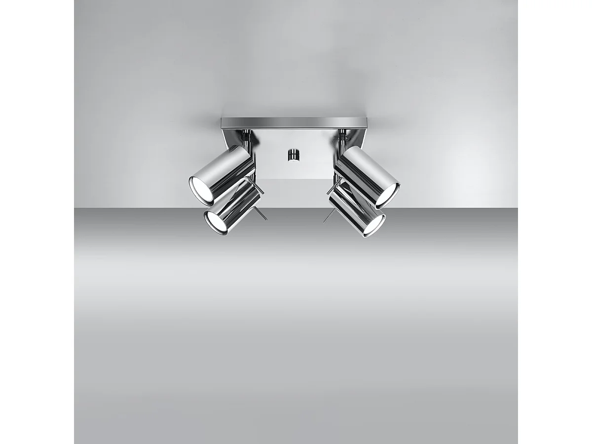 Plafonniers Briix moderne en acier - 4 sources lumineuses 3000K - L.25 x H.16 cm - chrome