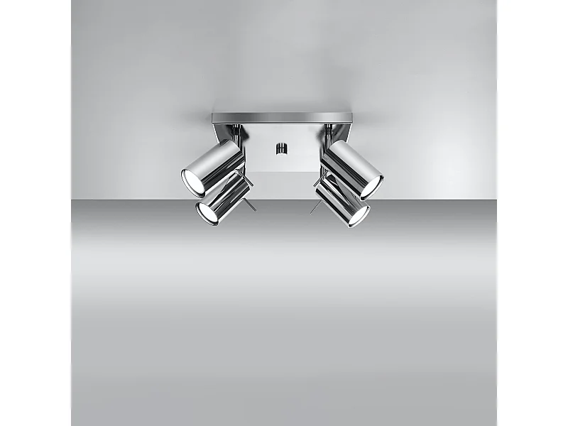 Lampade da soffitto Briix moderno di acciaio - 4 sorgenti luminose 3000K - L.25 x A.16 cm - cromo