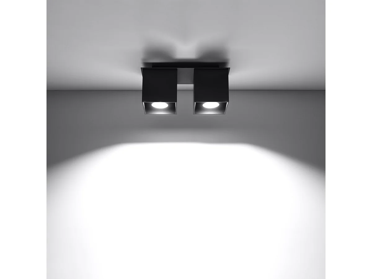 Plafondlampen Quadx modern van  - 2 lichtbronnen 3000K - L.26 x H.12 cm - zwart