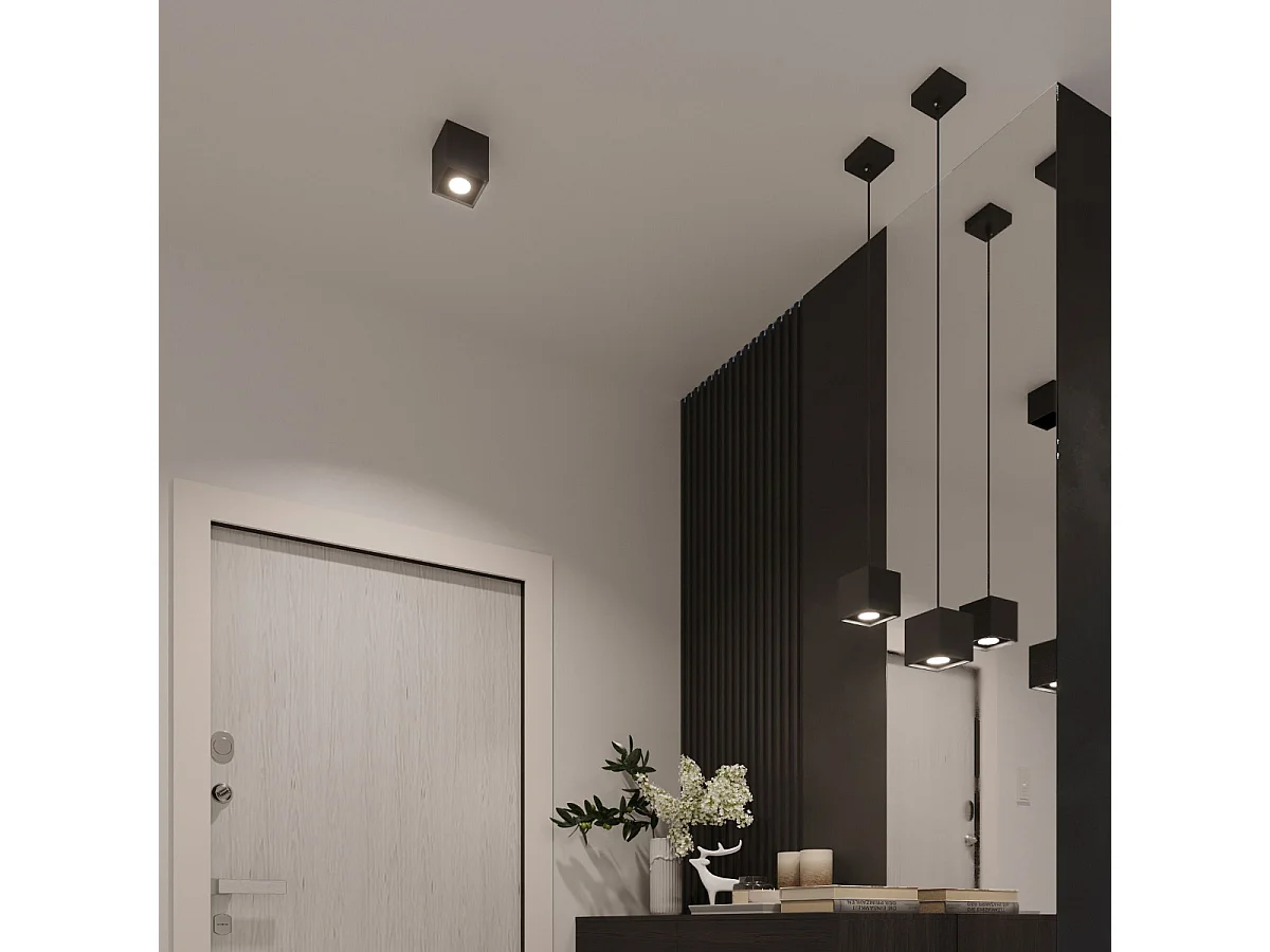 Plafonniers Quadx moderne en aluminium - 2 sources lumineuses 3000K - L.26 x H.12 cm - noir