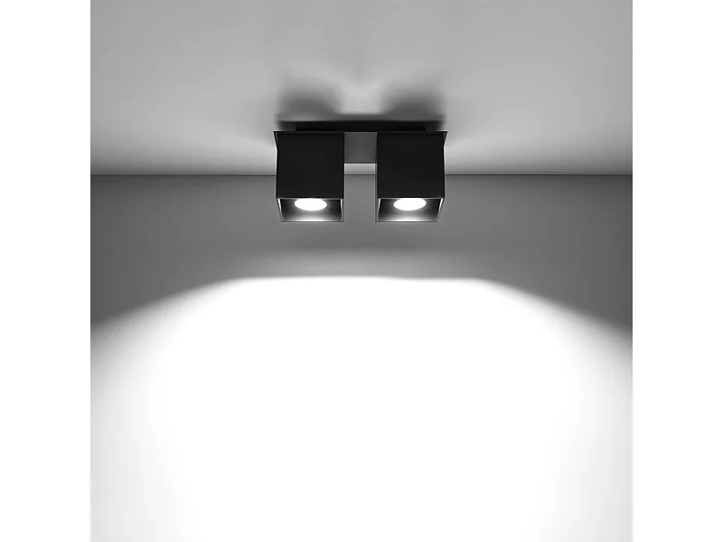 Plafonniers Quadx moderne en aluminium - 2 sources lumineuses 3000K - L.26 x H.12 cm - noir