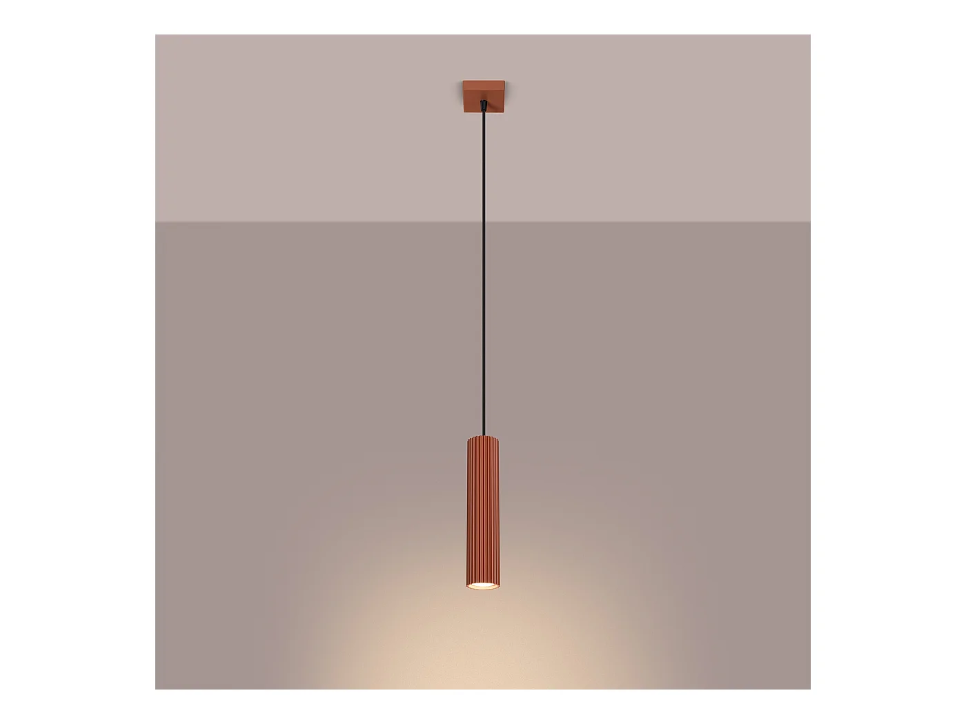 Hanglamp Gloow minimalistisch van  - 1 lichtbronnen 3000K - L.8 x H.118 cm - rode oker