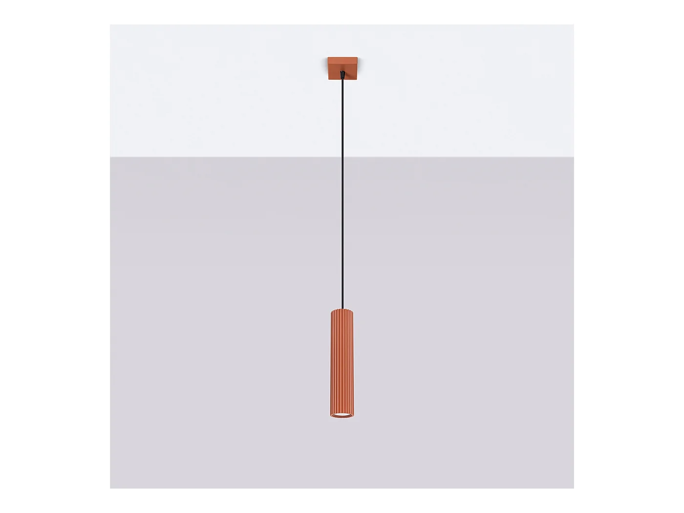 Hanglamp Gloow minimalistisch van  - 1 lichtbronnen 3000K - L.8 x H.118 cm - rode oker