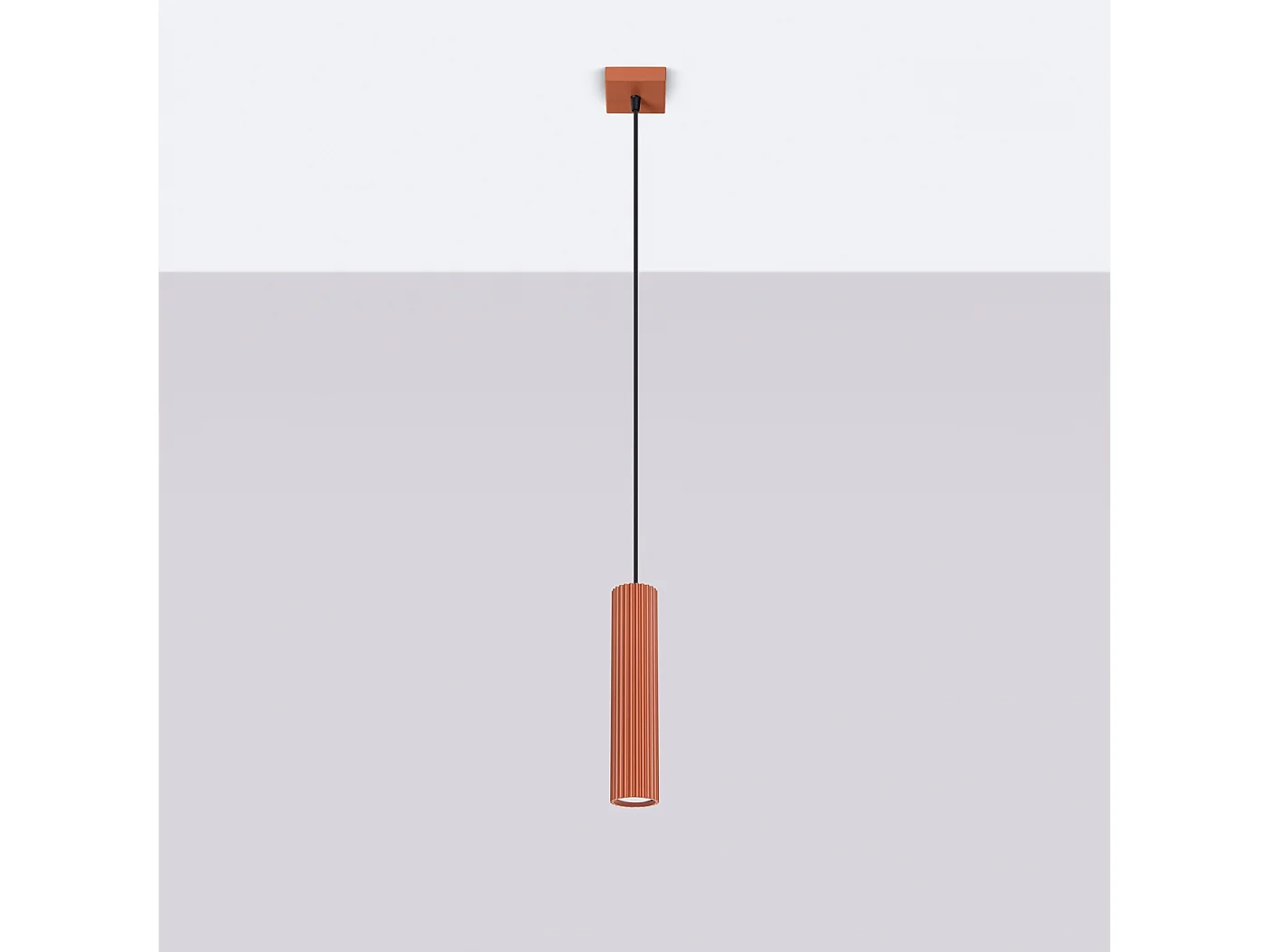 Lampa wisząca minimalistyczny Gloow, aluminium - 1 źródło światła 3000K - L.8 x H.118 cm - ochra czerwona