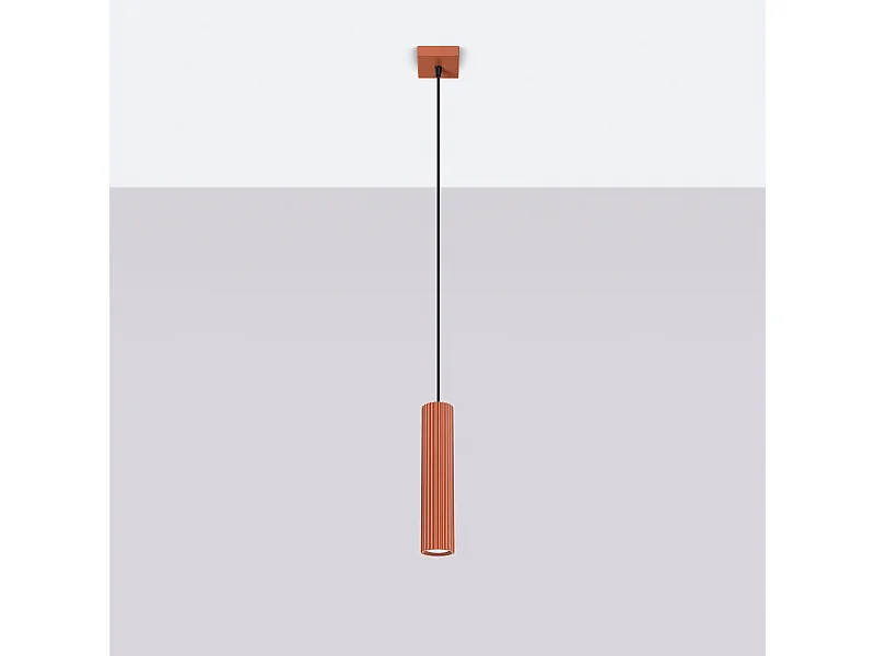 Lampe à suspension Gloow minimaliste en aluminium - 1 sources lumineuses 4000K - L.8 x H.118 cm - ocre rouge