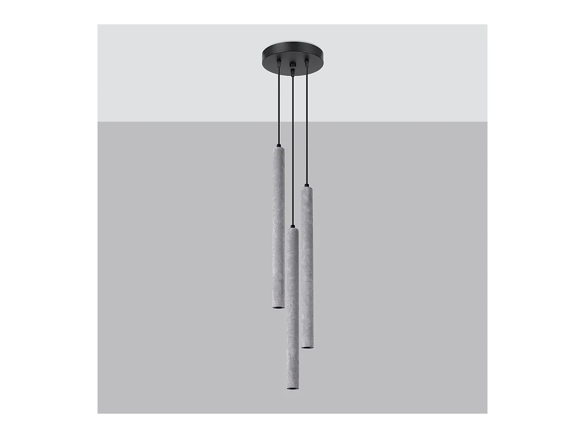 Lampy wiszące nowoczesny Brill, beton - 3 źródło światła 3000K - L.19.5 x H.115 cm - szary