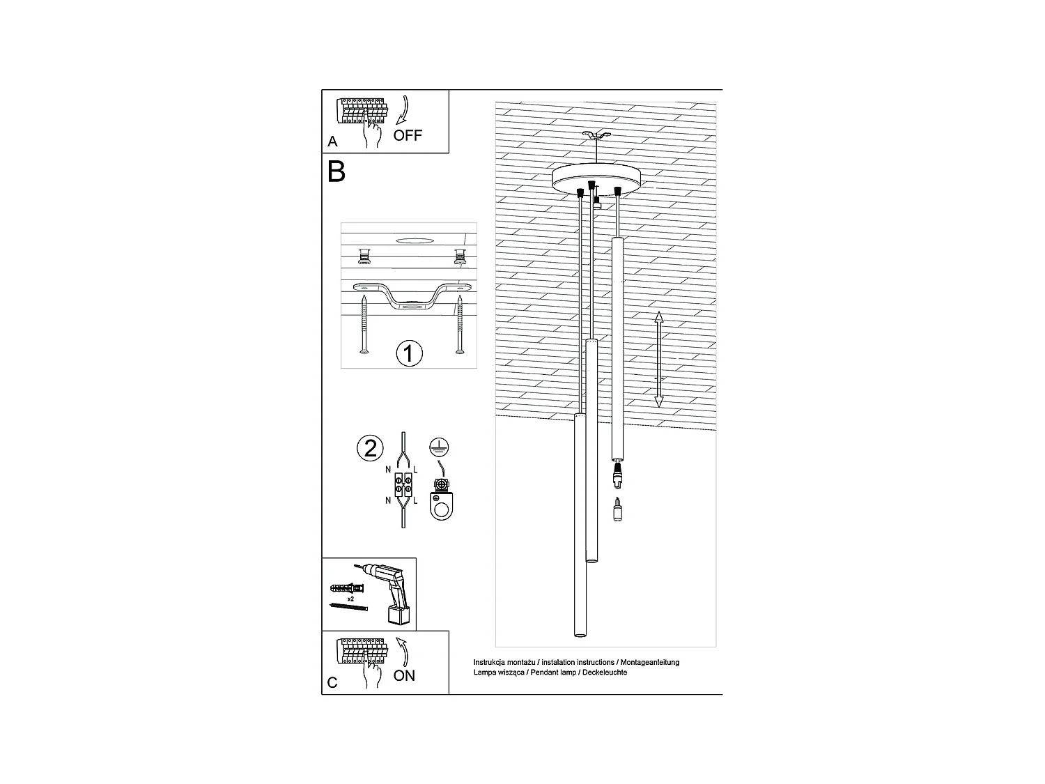 Lampy wiszące nowoczesny Brill, beton - 3 źródło światła 3000K - L.19.5 x H.115 cm - szary